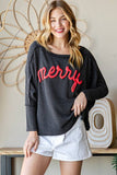LONG SLEEVE LOOSE FIT TOP PLUS SIZE: HUNTER GREEN / 3X