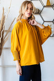 THREE QUARTER ELASTIC BAND TOP: HUNTER GREEN / M