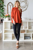 THREE QUARTER ELASTIC BAND TOP: HUNTER GREEN / XL