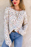 White Confetti Reversible Twist Sweater: White / 100%Polyester / XL