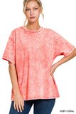 WASHED SHORT SLEEVE TOP: L / ASH BLACK-150456
