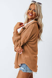 Waffle Knit Button Up Casual Shirt: Black / 95%Polyester+5%Elastane / S