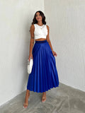 Women's Pleated Skirt Long Solid Color Skirt Modest Skirt: Black / S/M