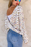 White Confetti Reversible Twist Sweater: White / 100%Polyester / L
