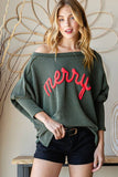 LONG SLEEVE LOOSE FIT TOP PLUS SIZE: HUNTER GREEN / 3X