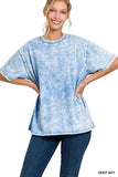 WASHED SHORT SLEEVE TOP: L / ASH BLACK-150456
