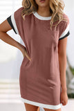Textured Colorblock Pocket T Shirt Dress | S-XL: Missy / S / Black