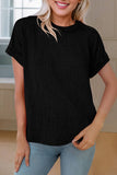 Women Textured Knit Exposed Stitching T-shirt | S-XL: Missy / S / Red