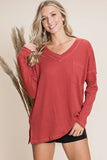 V Neck knit top-Hunter Green