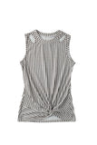Women Stripe Print Cut-out Round Neck Tank Top | S-XL : Missy / S / As shown
