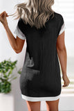 Women Textured Colorblock Pocket T Shirt Dress | S-XL: Missy / L / Black
