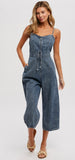 Sweetheart denim romper