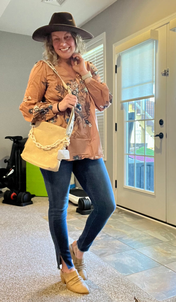 Floral puff sleeve top