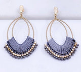 Threaded Statement Earrings  Drop: 2.75"