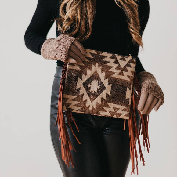 Wild West Tassel Crossbody Bag: Brown