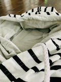 Zipper accent, striped sweatshirt