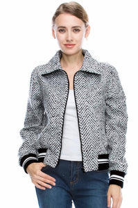 Zipper Front Bomber Jacket