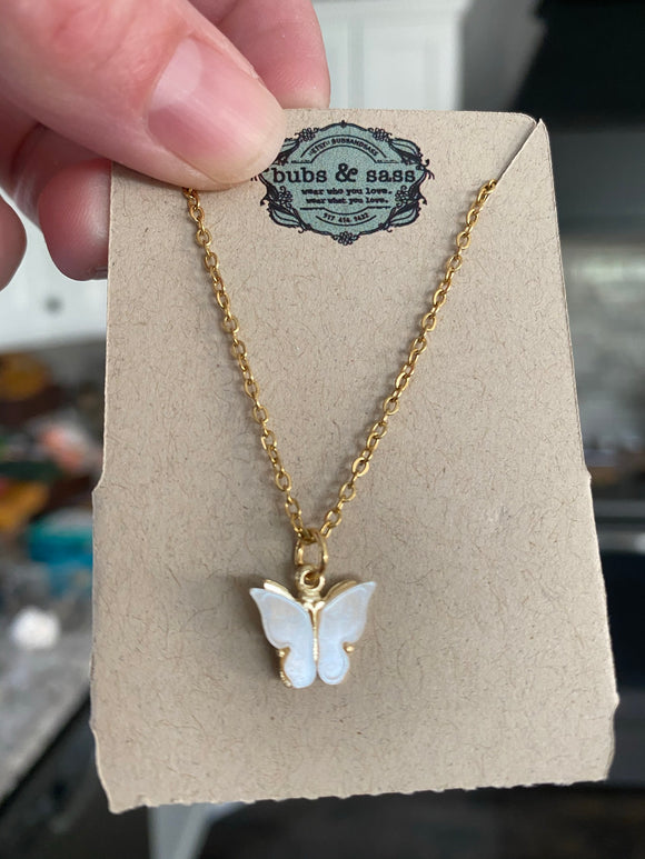 Tiny shell butterfly necklace