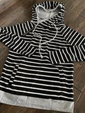 Zipper accent, striped sweatshirt