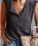 Button knit sleeveless top
