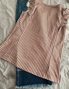 Striped ruffle tank