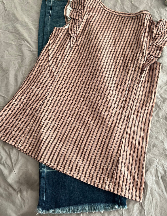 Striped ruffle tank