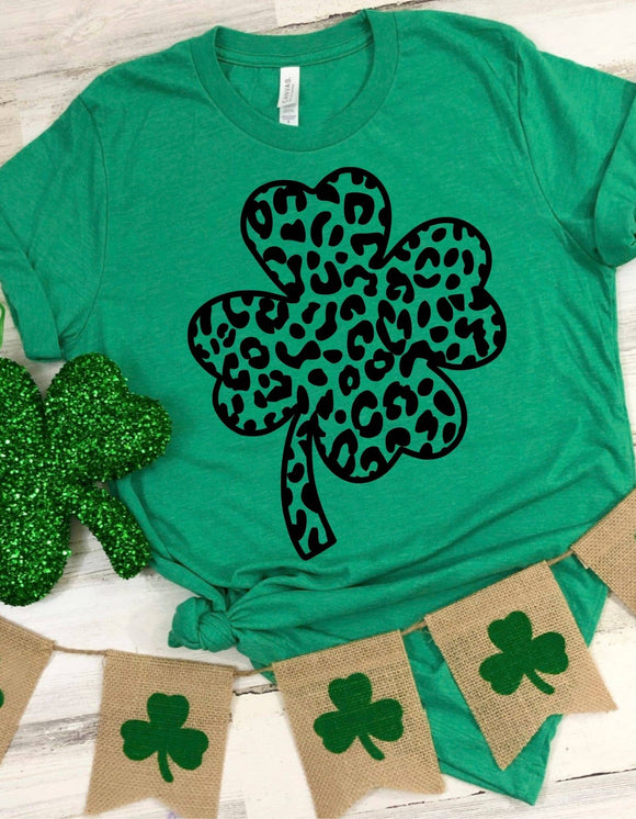 Leopard Shamrock St. Patricks Day Tee