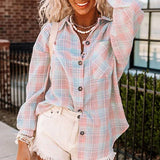 Pink Plaid Button Down Top: 2X / Pink