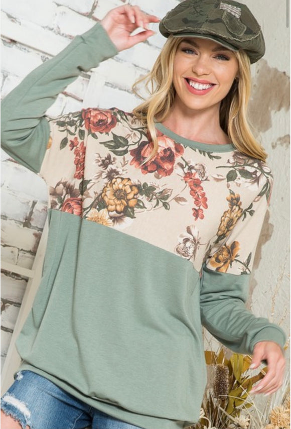 French Terry Floral Top