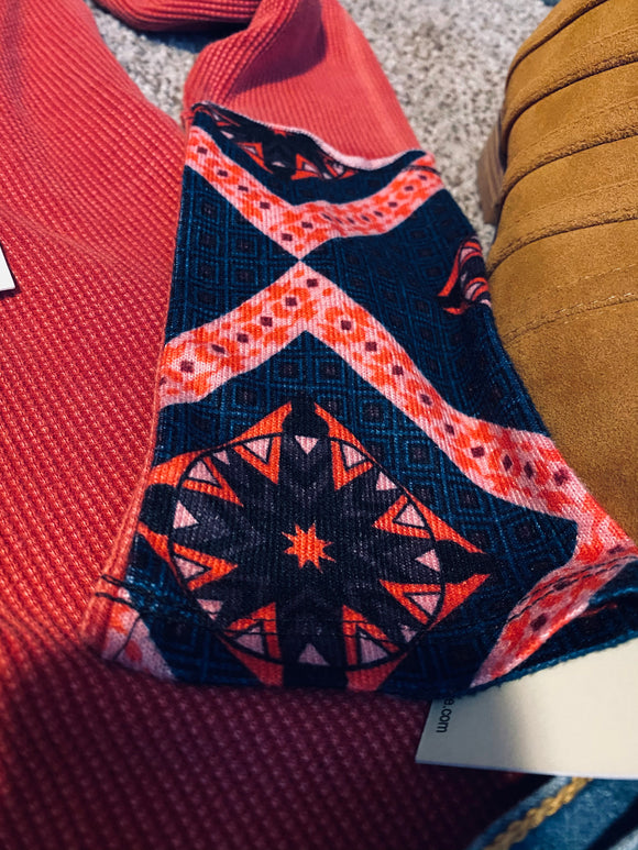 Tribal patch sleeve vintage top