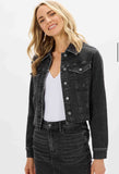 Washed denim cropped jacket