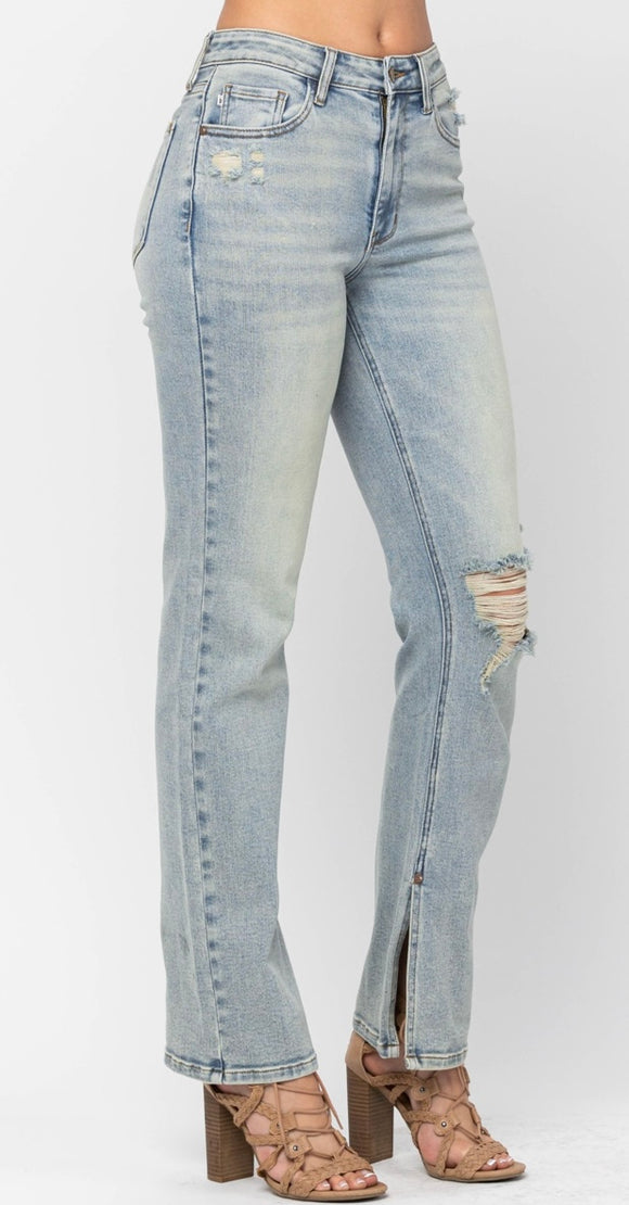 High waist slit straight leg Judy's