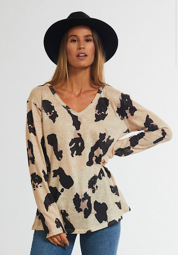 Leopard V Neck Top