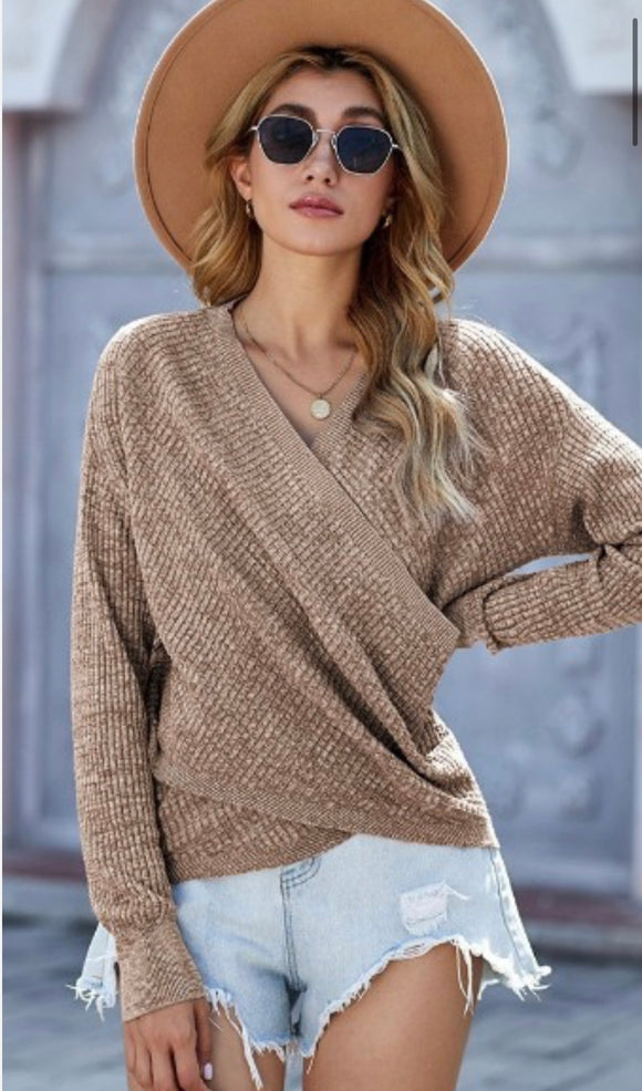 V-Neck Long Sleeve Knit Sweater